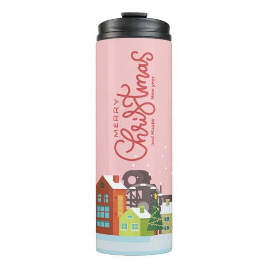 Merry Christmas Travel Mug | feestdag Thermosbeker (Voorkant)