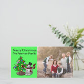 Merry Christmas Tree & 3D Snowman Photocard Feestdagenkaart (Staand voorkant)