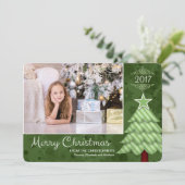 Merry Christmas Tree aangepaste foto / naam / datu Feestdagenkaart (Staand voorkant)
