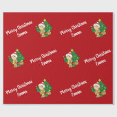 Merry Christmas Tree aangepaste naam gepersonalise Cadeaupapier (Vlak)