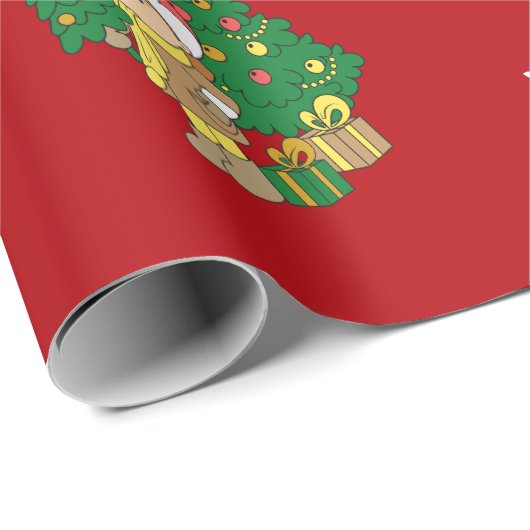 Merry Christmas Tree aangepaste naam gepersonalise Cadeaupapier (Rol Hoek)