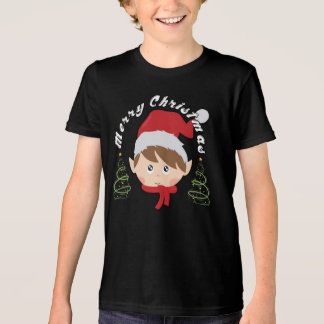 Merry Christmas tree and Santa hat Tri-Blend Shirt
