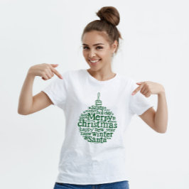 Merry Christmas Tree Ball typografie ontwerp Groen T-shirt