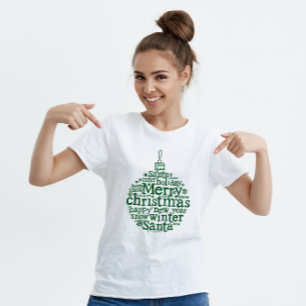 Merry Christmas Tree Ball typografie ontwerp Groen T-shirt