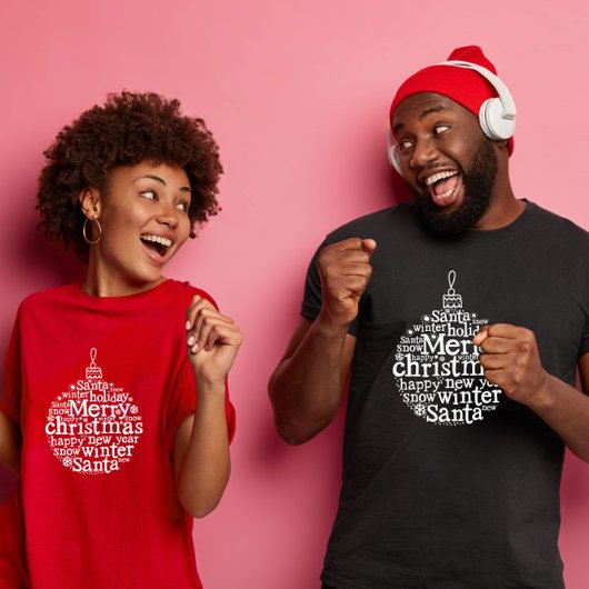 Merry Christmas Tree Ball typografie ontwerp T-shirt