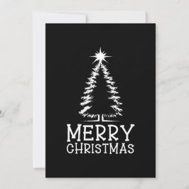 Merry Christmas Tree Black Chic Distressed Grunge Feestdagenkaart