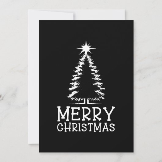 Merry Christmas Tree Black Chic Distressed Grunge Feestdagenkaart (Voorkant)