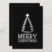 Merry Christmas Tree Black Chic Distressed Grunge Feestdagenkaart (Voorkant / Achterkant)