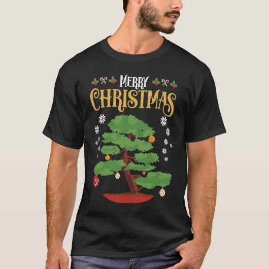 Merry Christmas Tree Bonsai  Xmas T-shirt (Voorkant)