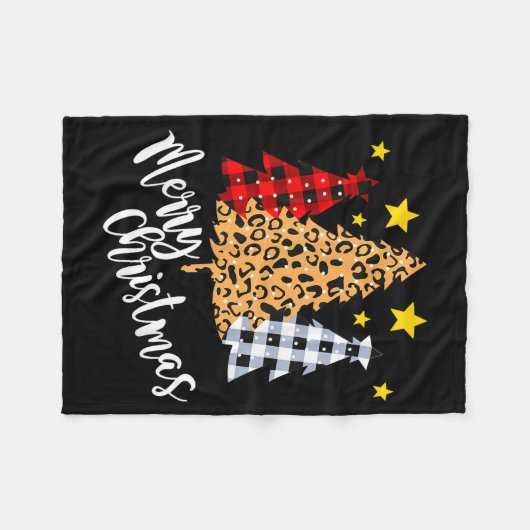 Merry Christmas Tree Buffalo Plaid Red Green Xmas  Fleece Deken (Voorkant (Horizontaal))