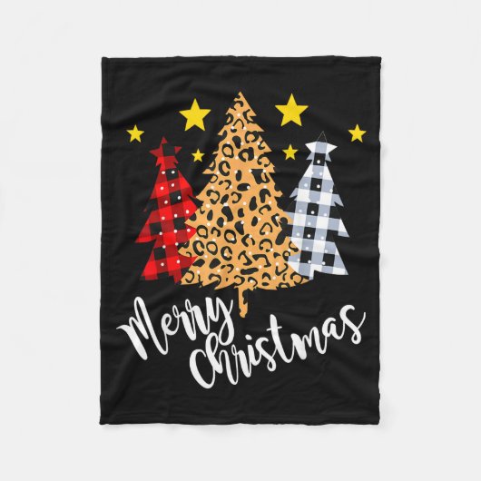 Merry Christmas Tree Buffalo Plaid Red Green Xmas  Fleece Deken (Voorkant)