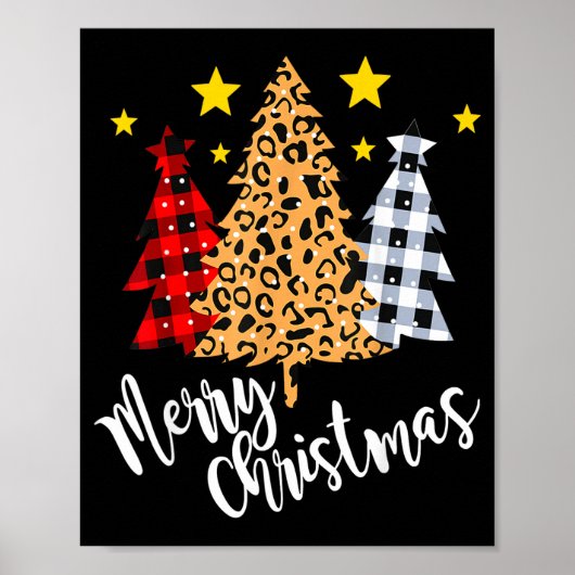 Merry Christmas Tree Buffalo Plaid Red Green Xmas  Poster (Voorkant)