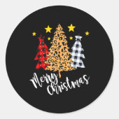 Merry Christmas Tree Buffalo Plaid Red Green Xmas  Ronde Sticker (Voorkant)