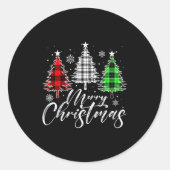 Merry Christmas Tree Buffalo Plaid Red White Green Ronde Sticker (Voorkant)