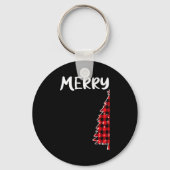 Merry Christmas Tree Buffalo Plaid Xmas Couples Ma Sleutelhanger (Voorkant)