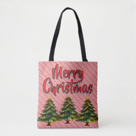 Merry Christmas Tree Candy Cane Fun Holiday Tote Bag
