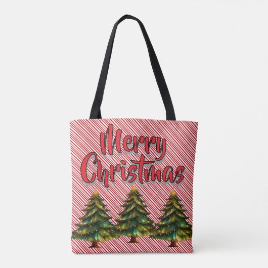 Merry Christmas Tree Candy Cane Fun Holiday Tote Bag (Achterkant)