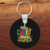 Merry Christmas Tree Christian Xmas  Sleutelhanger (Voorkant)