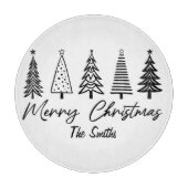 Merry Christmas Tree  Circle Snijplank (Voorkant)