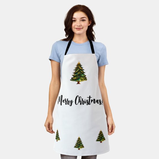 Merry Christmas Tree Cooking Baking Holiday Schort (Gedragen)