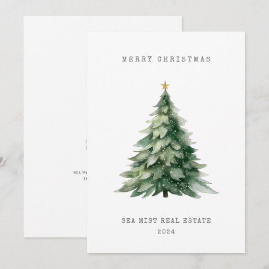 Merry Christmas Tree Corporate Kaart voor Feestdag (Voorkant / Achterkant)