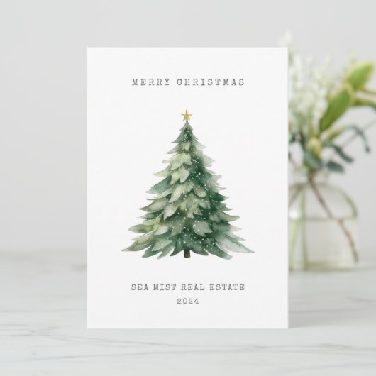 Merry Christmas Tree Corporate Kaart voor Feestdag (Staand voorkant)
