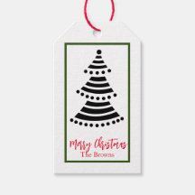 MERRY CHRISTMAS TREE CUSTOM NAME GIFT LABELS