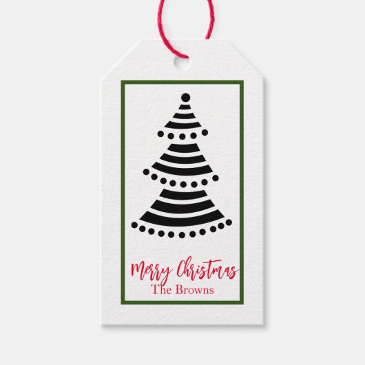 MERRY CHRISTMAS TREE CUSTOM NAME GIFT LABELS CADEAULABEL (Voorkant)