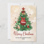 Merry Christmas Tree Custom PHOTO Family Name Feestdagenkaart (Voorkant)