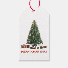 Merry Christmas. Tree (design 1) with gifts Cadeaulabel