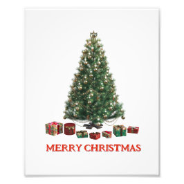 Merry Christmas. Tree (design 1) with gifts Foto Afdruk