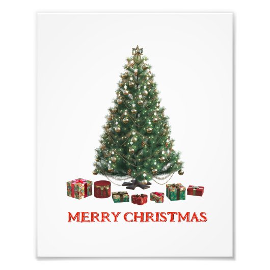 Merry Christmas. Tree (design 1) with gifts Foto Afdruk (Voorkant)