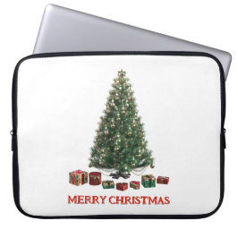 Merry Christmas. Tree (design 1) with gifts Laptop Sleeve