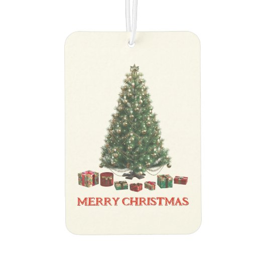 Merry Christmas. Tree (design 1) with gifts Luchtverfrisser (Achterkant)