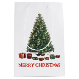 Merry Christmas. Tree (design 1) with gifts Medium Cadeauzakje