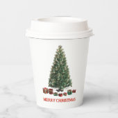 Merry Christmas. Tree (design 1) with gifts Papieren Bekers (Achterkant)