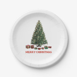 Merry Christmas. Tree (design 1) with gifts Papieren Bordje