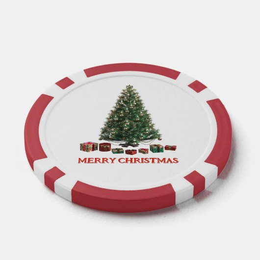 Merry Christmas. Tree (design 1) with gifts Poker Chips (Enkel)