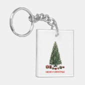 Merry Christmas. Tree (design 1) with gifts Sleutelhanger (Voorkant Links)
