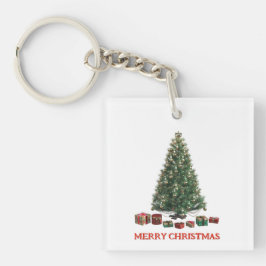 Merry Christmas. Tree (design 1) with gifts Sleutelhanger