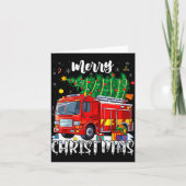 Merry Christmas Tree Firetruck Pajama Firefighter  Kaart (Voorkant)