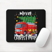 Merry Christmas Tree Firetruck Pajama Firefighter  Muismat (Met muis)