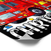 Merry Christmas Tree Firetruck Pajama Firefighter  Poster (Hoek)