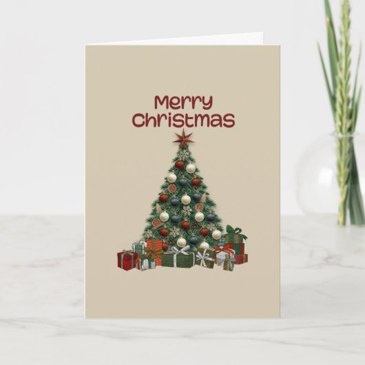 Merry Christmas Tree Folded Greeting Card Kaart (Voorkant)