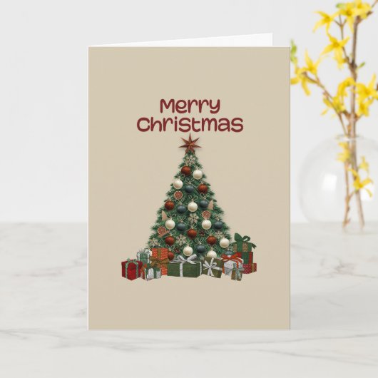 Merry Christmas Tree Folded Greeting Card Kaart (Gele Bloem)