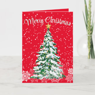 Merry Christmas Tree Folded Greeting Card Kaart