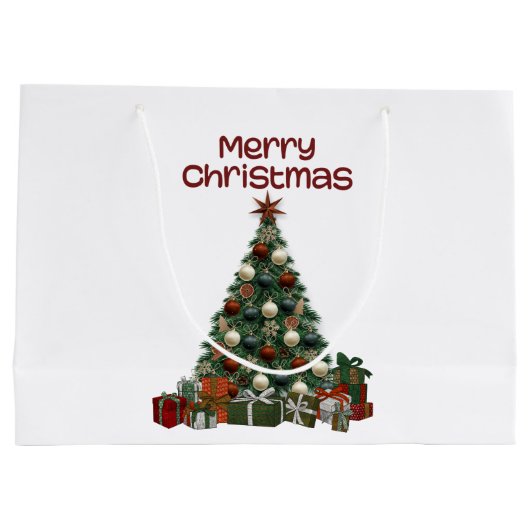 Merry Christmas Tree Gift Bag Groot Cadeauzakje (Achterkant)