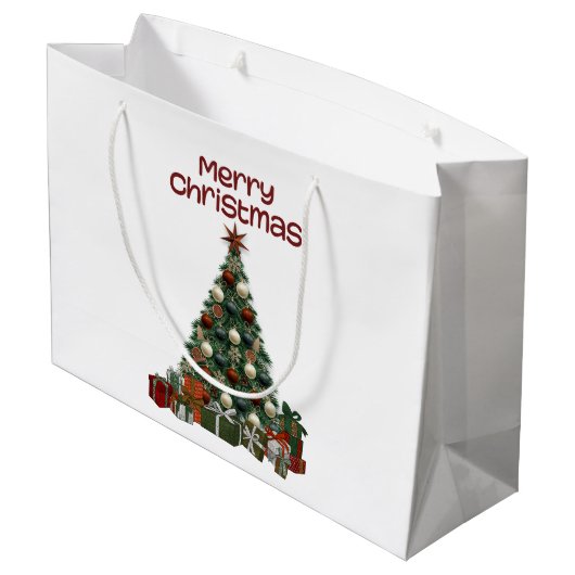 Merry Christmas Tree Gift Bag Groot Cadeauzakje (Achterkant Gekanteld)
