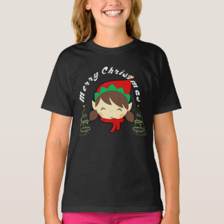 Merry Christmas tree gift girl T-shirt