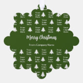 Merry Christmas Tree Green White Company Logo Ornament Kaart (Achterkant)